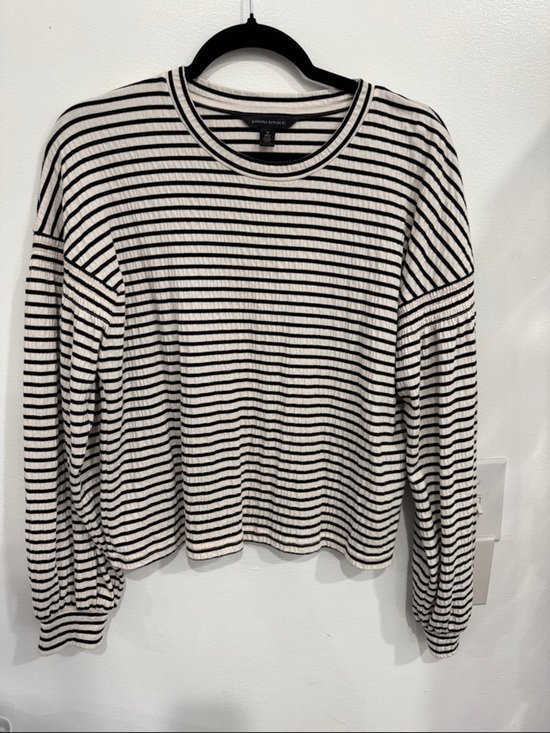 Banana Republic Tops - Banana Republic Cream and Black Striped Long-Sleeve Top